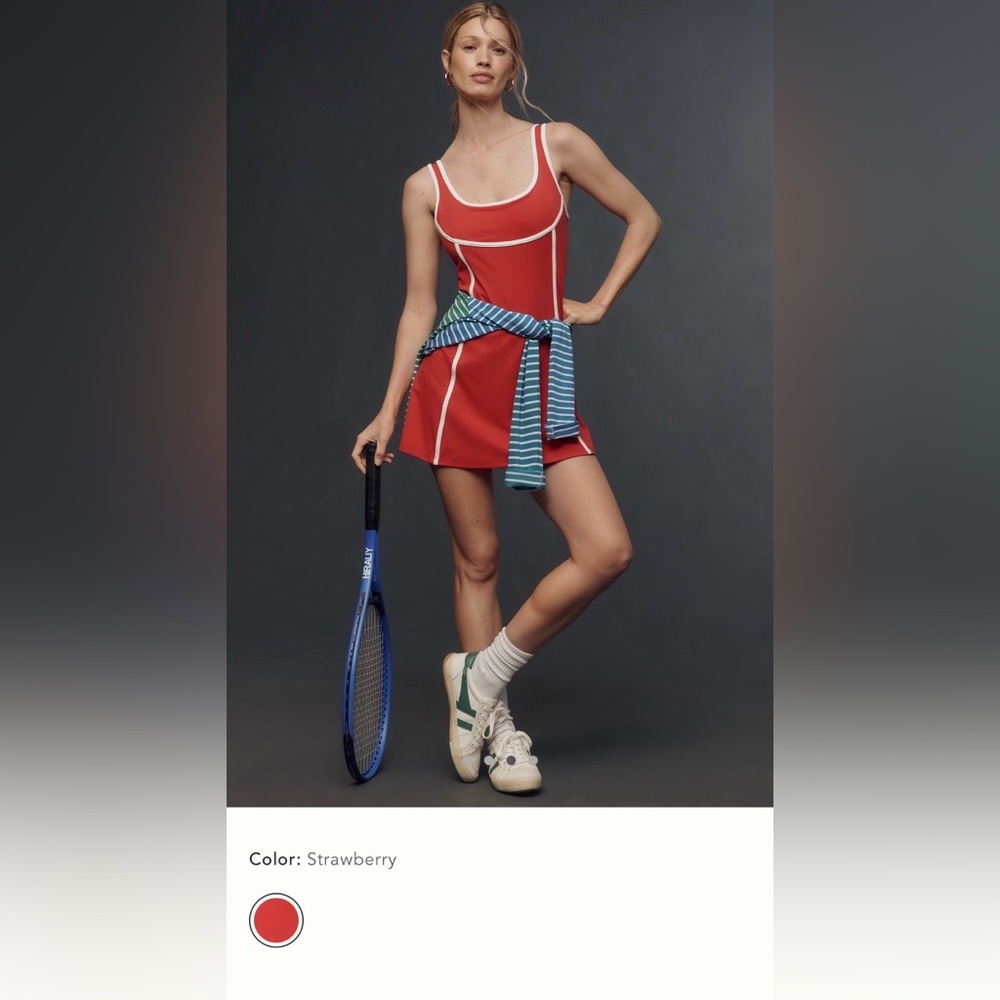 NWT new small Anthropologie daily practice sleeveless piped dress Red shorts - Picture 12 of 13